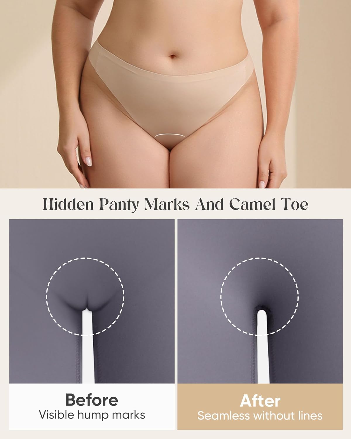 Camel Toe Cover Thong/Camel Toe Concealer Underwear/CamelToe Hider Built in Crotch Panel to Hide Feminine Lines - Image 2