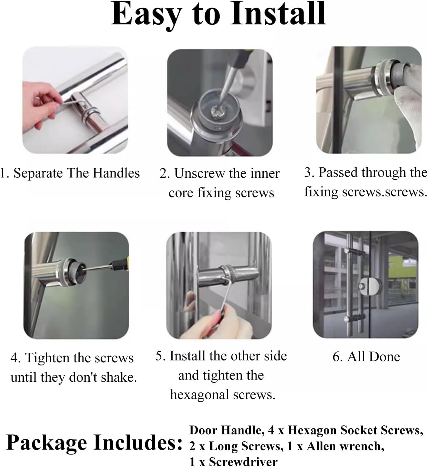 Adjustable Front Entry Door Handle Set Large Matte Black Double Sided Pull Handles for Interior Doors Includes Tools and Screws (150cm/59)