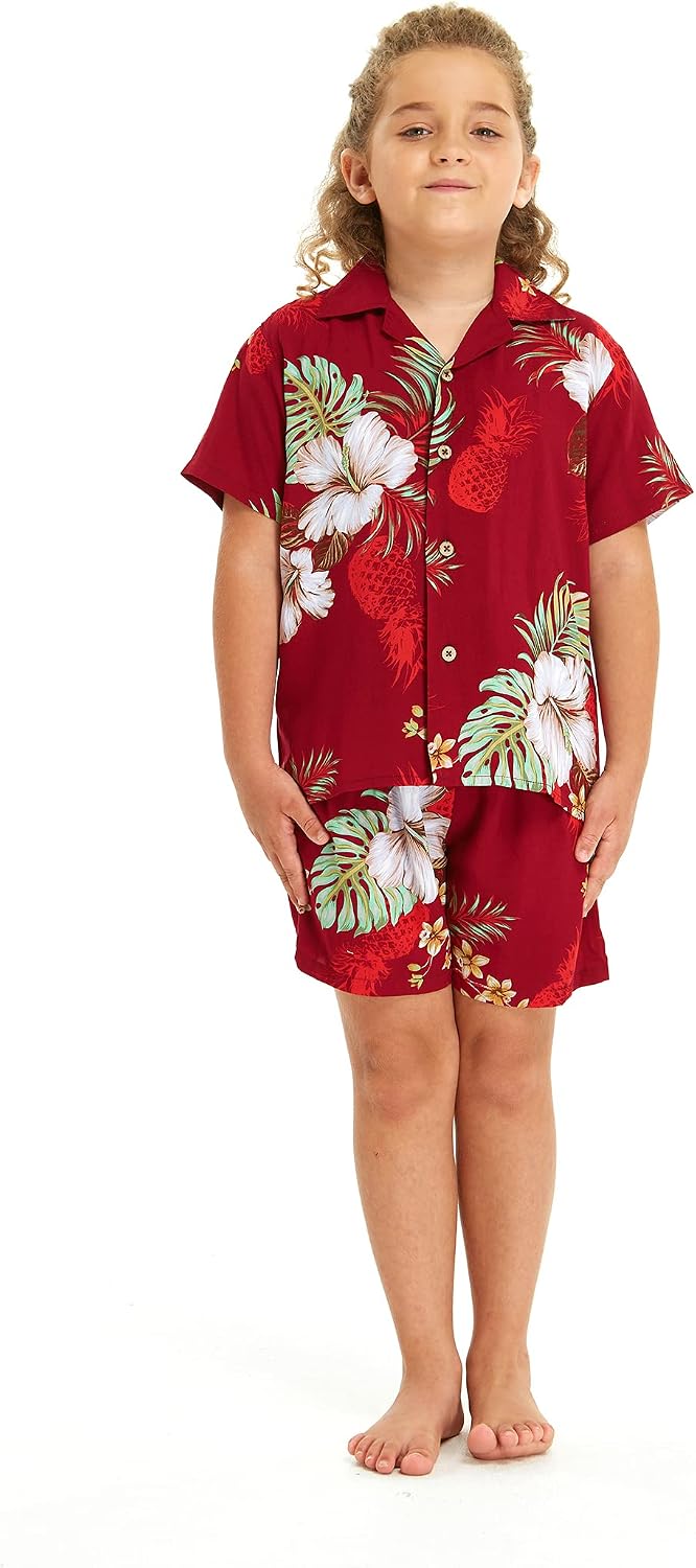 Hawaii Hangover Boy Aloha Luau Shirt Cabana Set in Pineapple Garden Navy