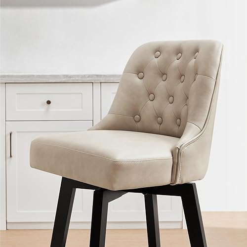 Miniatura 5 de Taburetes de bar giratorios de altura de mostrador con respaldo, taburetes de bar tapizados de altura de asiento de 26 pulgadas de alto para isla de