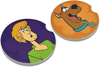 Elektroplate Officially Licensed Scooby-Doo and Shaggy Automotive Ceramic Coasters (2.6" Diameter) | Universal Fit for All Cars, Trucks, SUVs, and More | Absorbent Non-Slip Durable | Set of 2