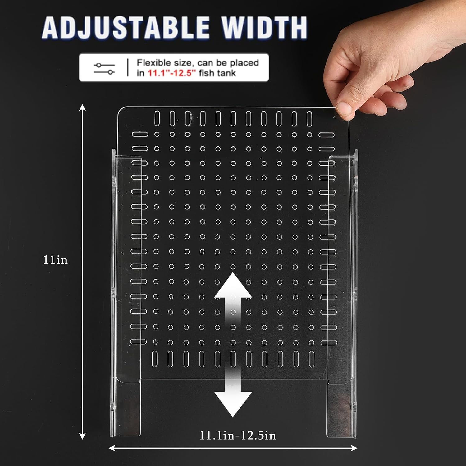 Fish Tank Divider for 15/20 Gallon Long Aquariums, 11.2"x11" Acrylic Adjustable Separator with Suction Cups