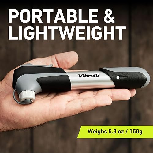 Miniatura 4 de Vibrelli Mini Bike Pump - Presta & Schrader Bicycle Pump - 120 PSI Tire Pump for Road & MTB - No Valve Changing Needed