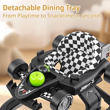 Baby Walker, Baby Walker with Wheels, 3 Adjustable Heights Reinforced Frame 4 Modes Push Walker & Jumper, Music Lights Anti-Rollover Speed Height Adjustment Toddler Activity Walker for 6-18 Months Old