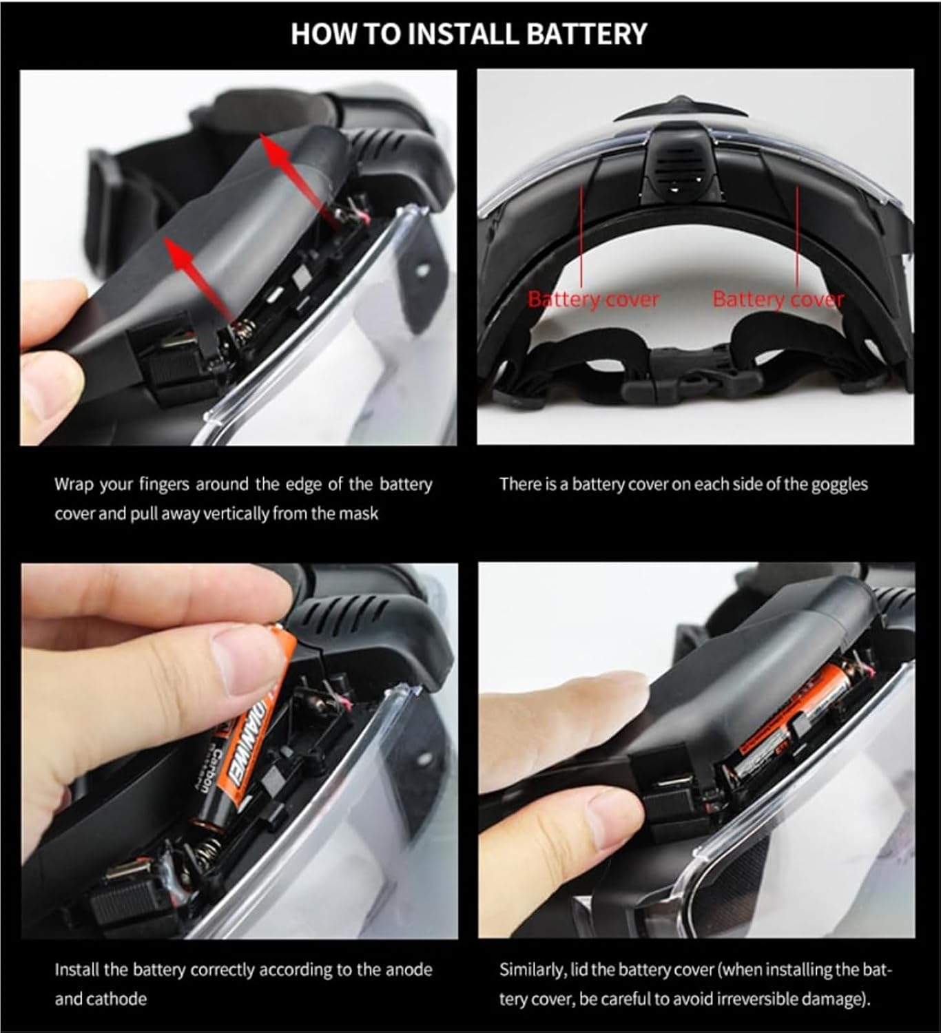 Tactical Goggles with Built-In Fan, Clear Lens Airsoft Eyewear, Dust Windproof Outdoor Glasses for Cycling, Camping, Hiking