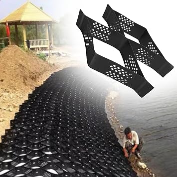 Geocell Ground Grid for Gravel, Sidewalk Gravel Stabilizer Grid 2 inch, Permeable Pavers Geogrid for Retaining Wall, Slopes Paver Base Panels4x5M/13.1x16.4FT