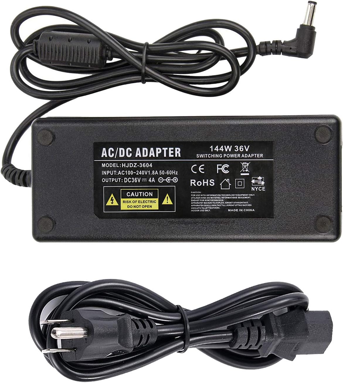 36V 4A Power Supply,COOLM AC DC Adapter 100-240V AC to DC 36V 4A Transformer Replacement with 5.5mmx 2.5mm Plug for LED Lights Inkjet Printer Laser Engraver