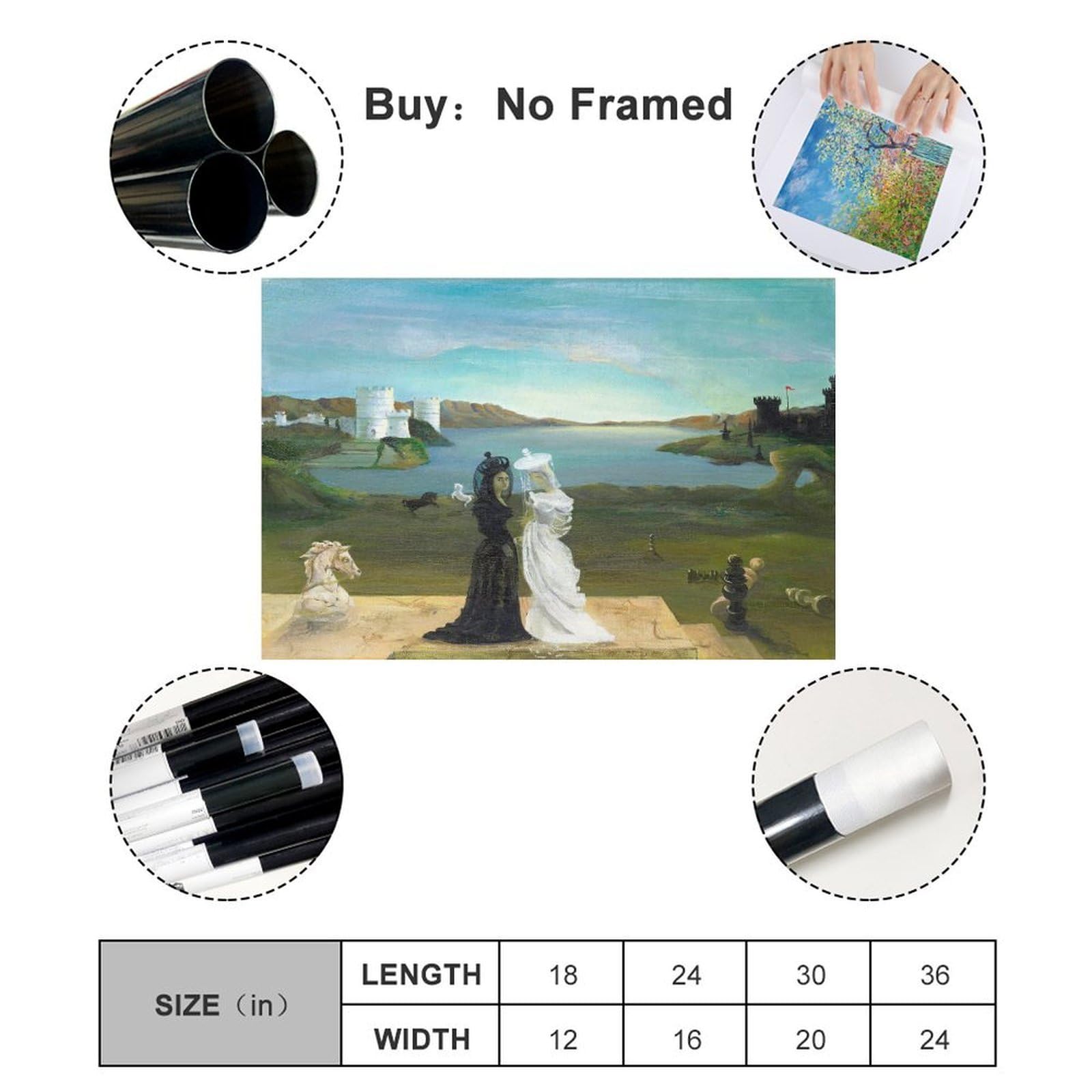 F I N U C B Królowe szachów nadruk Muriel Streeter plakaty płótno dekoracyjne obrazy ścienne do biura salonu bez ramy 50 cm dł. x 76 cm szer
