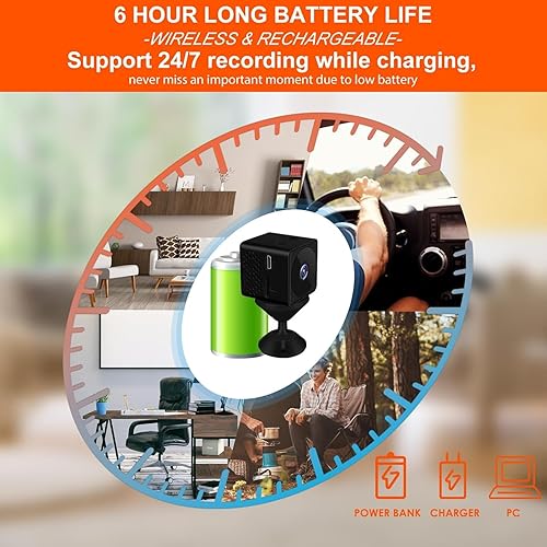 Miniatura 3 de Cámara espía WiFi o sin WiFi opcional, mini cámara de seguridad 4K con tarjeta de memoria de 32 GB, cámaras para seguridad del hogar, gran angular
