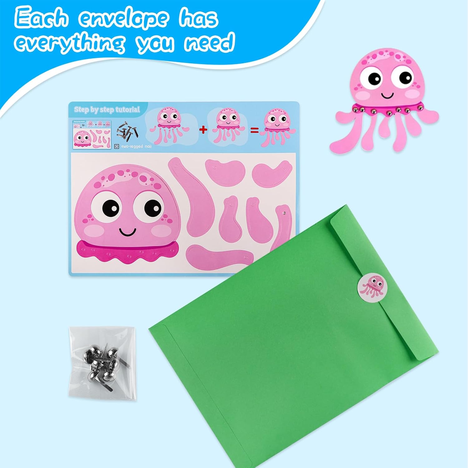DINSUMRUG 20 Animal Arts & Crafts Kit for Kids 4-6, All-Inclusive Toddler Craft Box with Paper Plates, Puppets, Fun Activities, Tigers, Lions (134 Characters) (Animal)