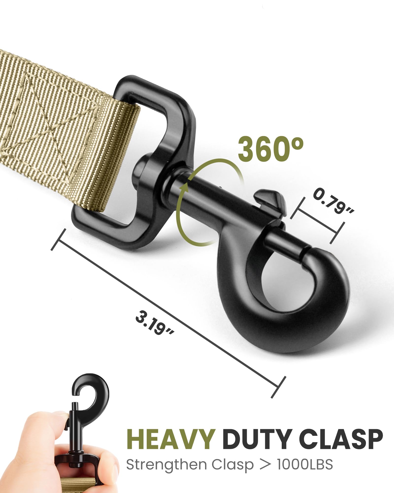 OutdoorMaster Bungee Dog Leash, Improved Dog Safety & Comfort - Khaki Upgraded, MAX:4.76 FT - Image 4