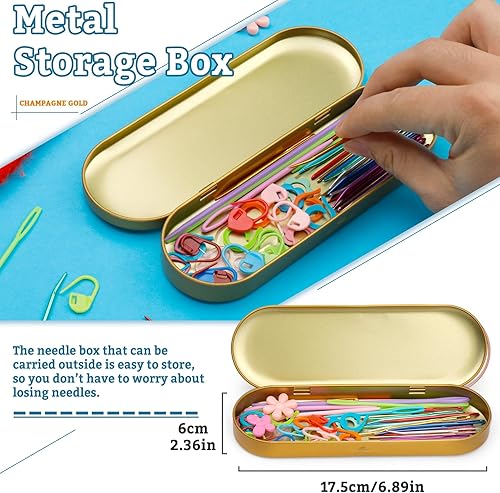 Miniatura 6 de Juego de 70 agujas de hilo, kit de agujas de zurcer, kit de agujas romas de ojo grande con aguja de tapiz doblada, agujas de tejer, agujas de coser