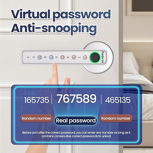 Miniatura 5 de Cerradura de puerta de huellas dactilares, perilla de puerta inteligente biométrica, cerradura de puerta inteligente de entrada sin llave con asa,