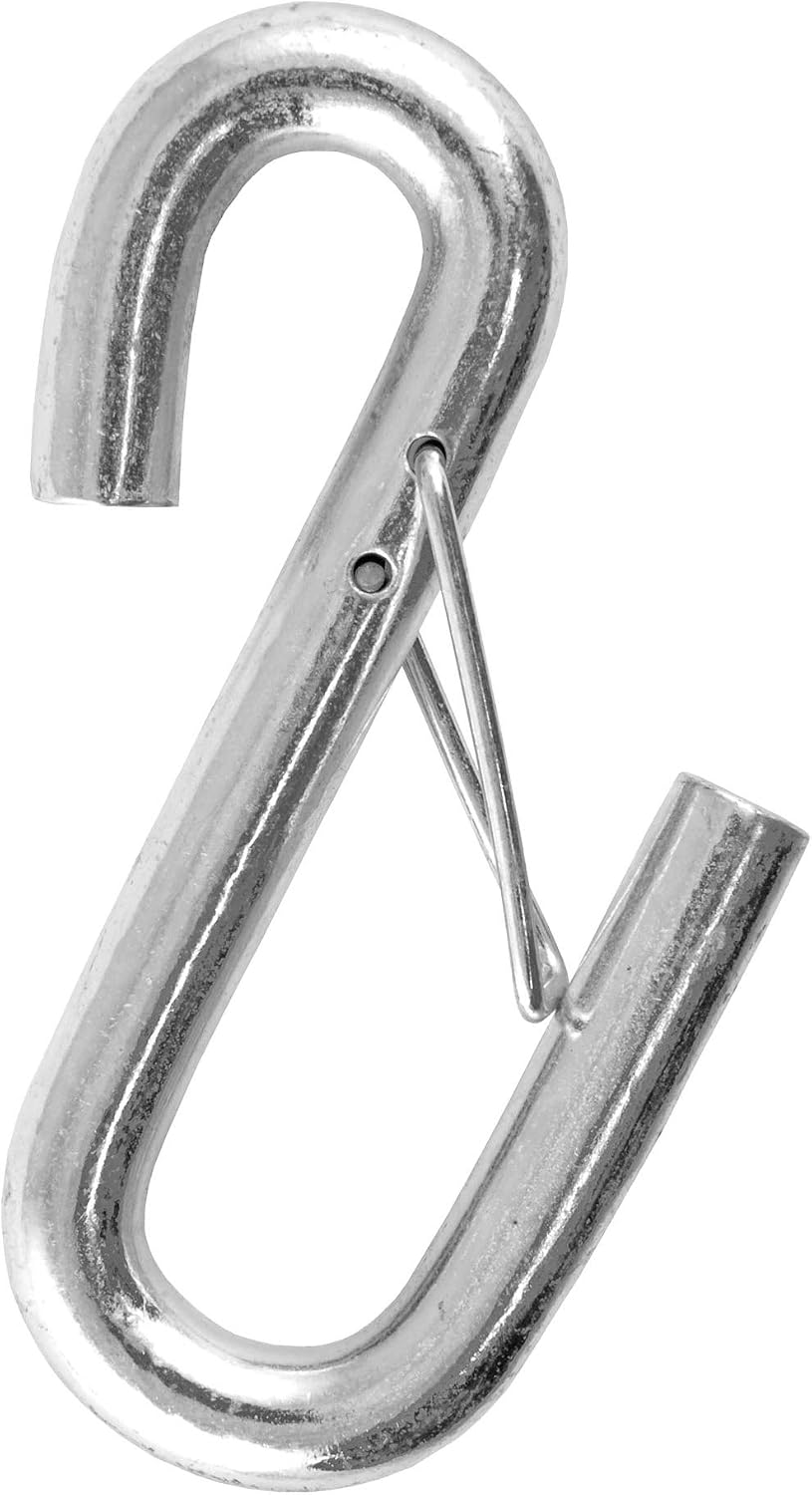 CURT 81820 7/16-Inch Certified Trailer Safety Chain S-Hook with Latch, 5,000 lbs, CLEAR ZINC