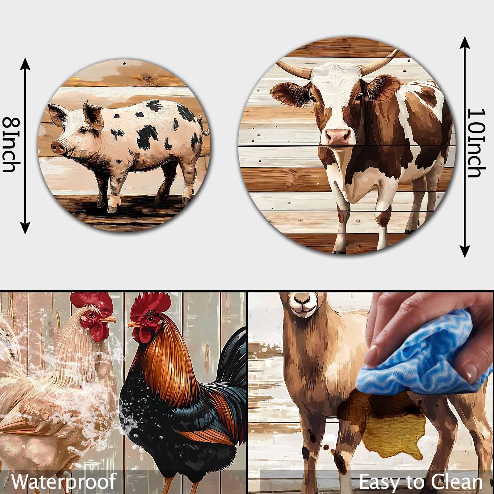 Lot 4 Couvercles Brûleur Vintage – Céramique Sur Acier – Animaux Ferme – Corée – 8 Et 10 Pouces
