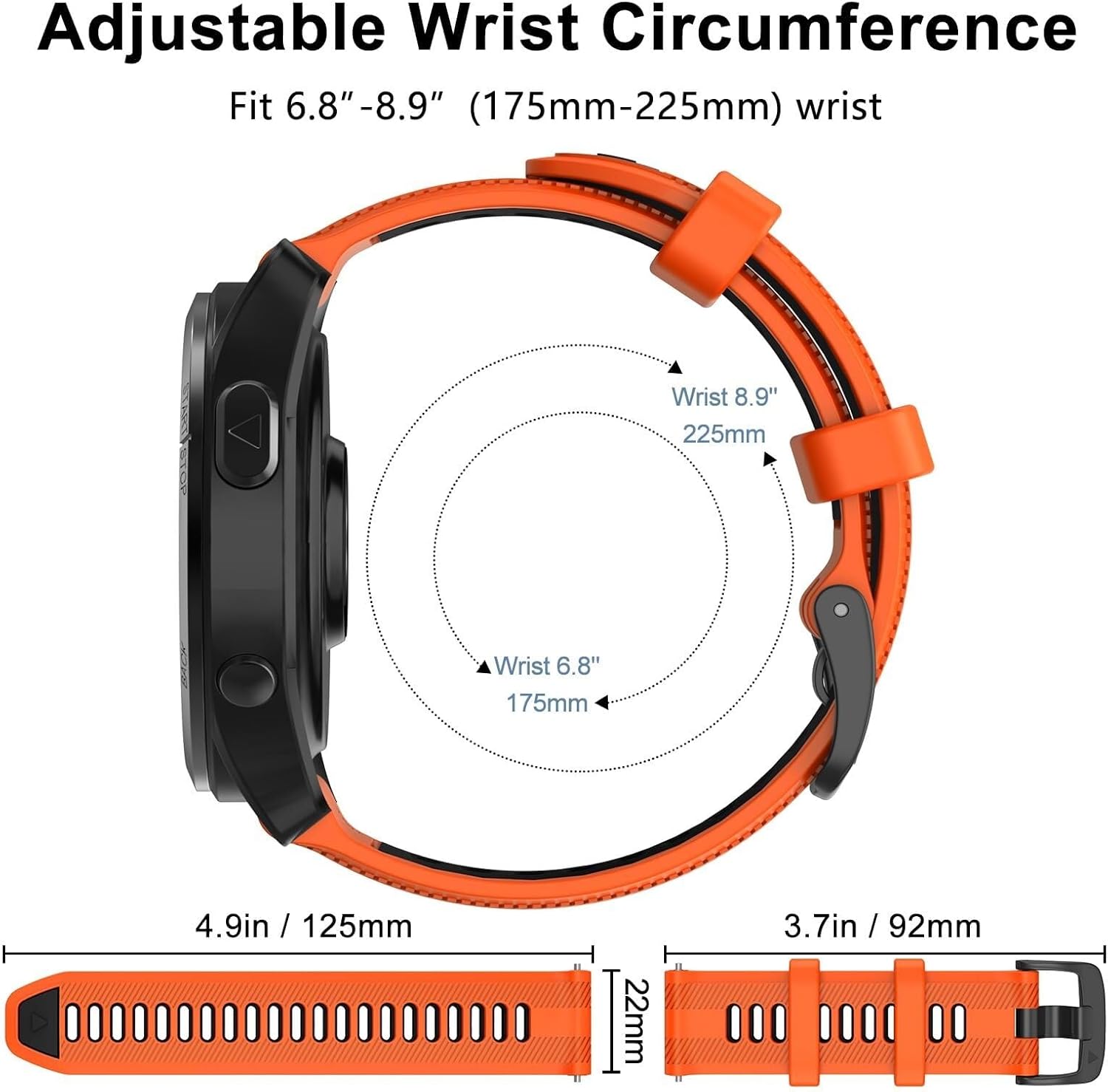 For Garmin Watch Band Forerunner 965/955/ 945/935,Soft Silicone 22mm Replacement Bands Compatible With Fenix 5/ Fenix 5 Plus/Fenix 6/ Fenix 6 Pro/Approach S60