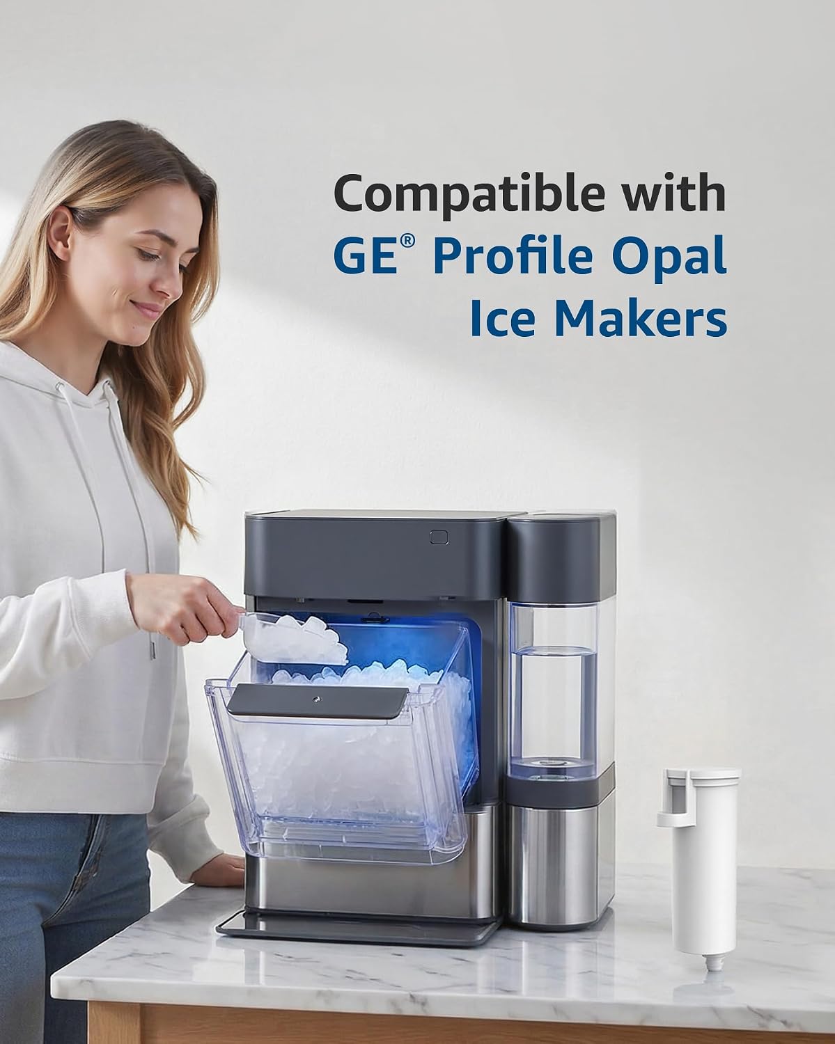 Maxblue C33 Ice Maker Water Filter, Replacement for GE® Ice Maker Filter, P4INKFILTR, GE® Profile Opal 2.0 Nugget, with Ring Pull, 4 Pack