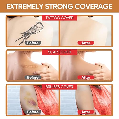 Temporary Tattoo Cover Up Patches, Waterproof Latex Concealer, Pack of 13 Sheets (13 Individual Colors), Natural Skin-Tone Colors, 72x120mm, for Tattoos, Scars, Birthmarks (Buy 1 Pack (13 Sheets))(Buy 1 Pack (13 Sheets))