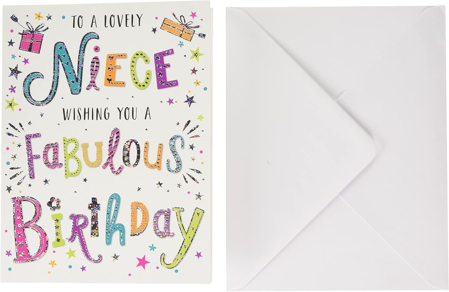 Piccadilly Greetings Birthday Card For Niece - 9x6 Inches, Flowers & Butterflies Design, Made In UK