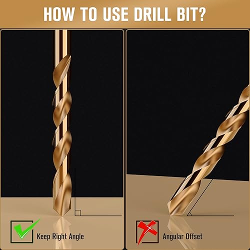 Miniatura 5 de MACXCOIP-Juego de 10 brocas de cobalto M35 de 316 pulg, acero de alta vel., longitud jobber, pmetal endurecidoacero inoxidablehierro fundidomadera y