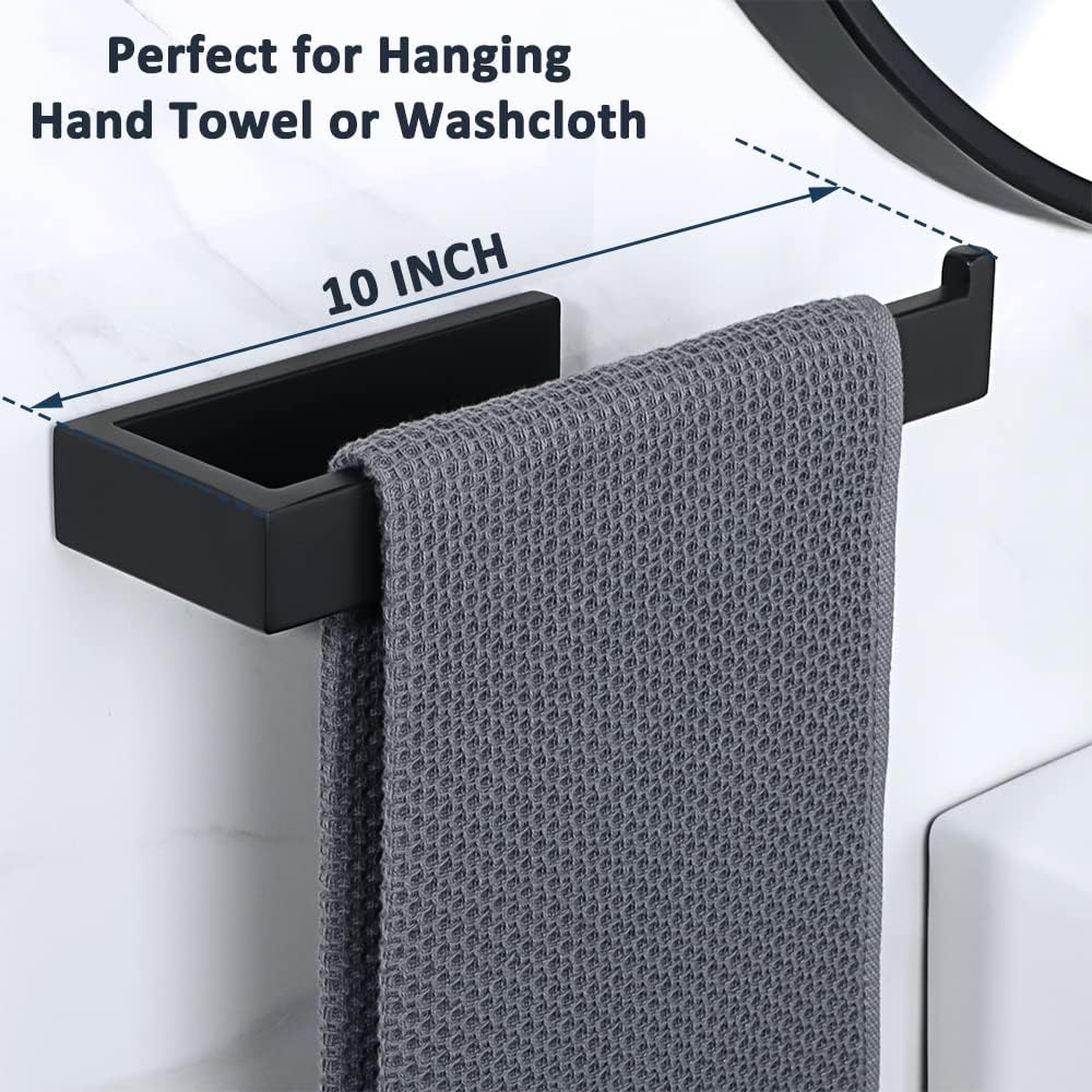 SAYAYO Towel Bar with Toilet Paper Holder, Matte Black Bathroom Accessories, 10 Inch Bathroom Hardware Set Wall Mount SUS304 Stainless Steel