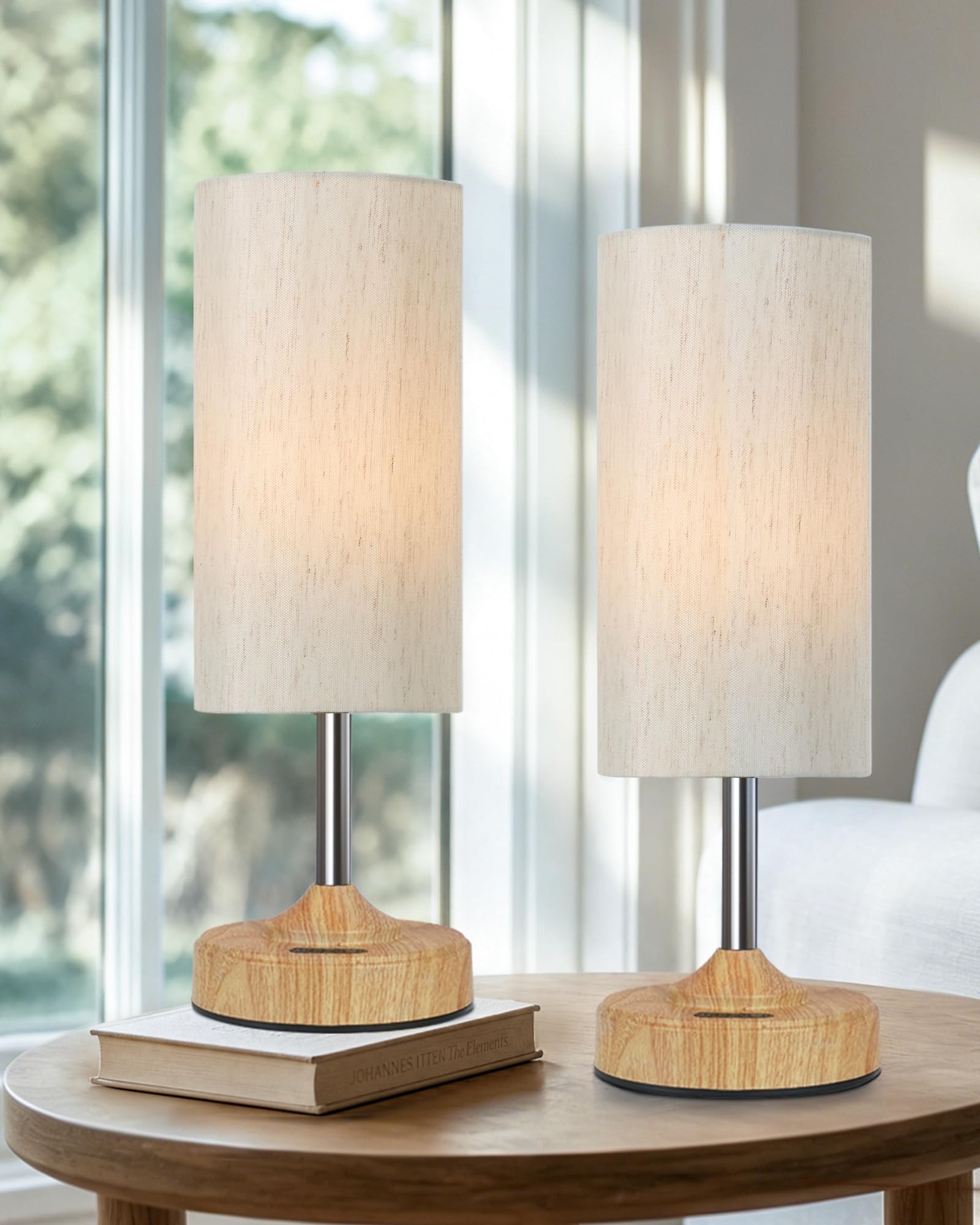 EZVALO Nachttischlampe Touch Dimmbar, Kabellose LED-Tischlampe mit 4000-mAh-Akku, Stufenlos Dimmbar und Timer, Einschlaflicht mit USB-C, 2700 K Warmweiß für Schlafzimmer und Wohnzimmer (2 Stück)