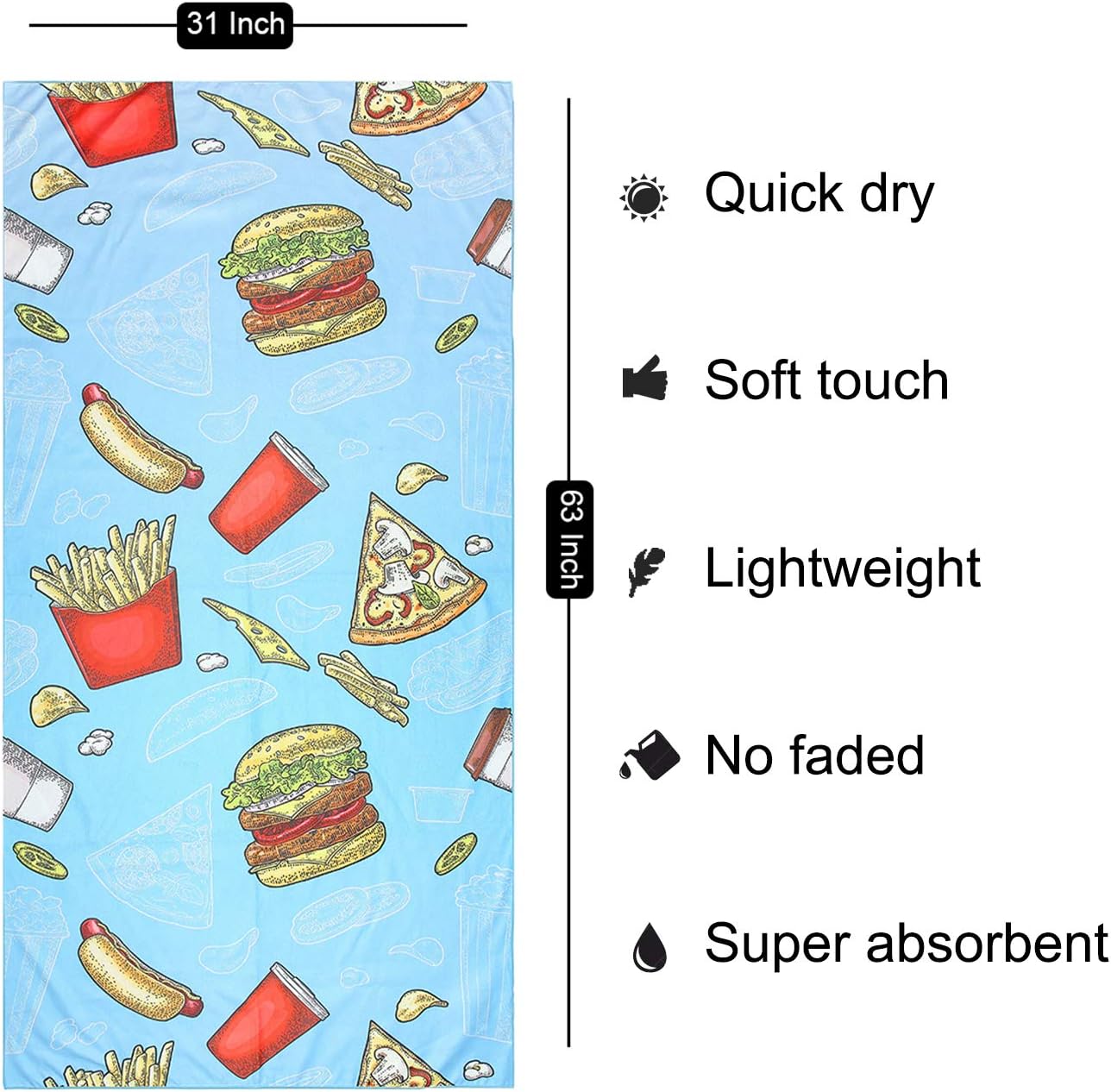 NovForth Microfiber Beach Towel Sand Free, Quick Dry Beach Towels Oversized for Adults, with a Carrying Bag, Super Absorbent Lightweight Compact Towel for Travel Pool Swimming Bath Camping
