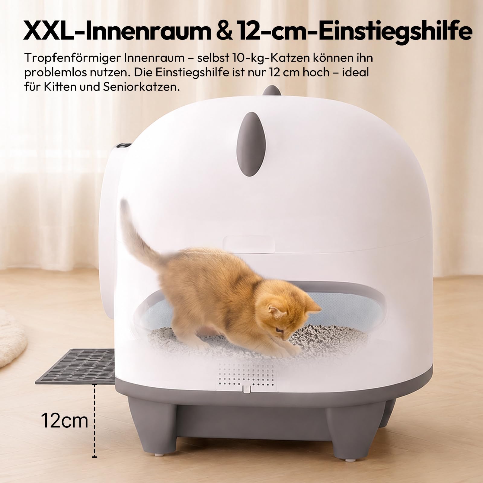Devoko Katzenklo Selbstreinigend,Niedliche Katzenohren,Automatische Katzentoilette XXL,Fernsteuerung,groß Raum,Sicherheit, Anti-Geruch,90L cat Litter Box,Elektrisches katzenklo für Mehrere Katzen