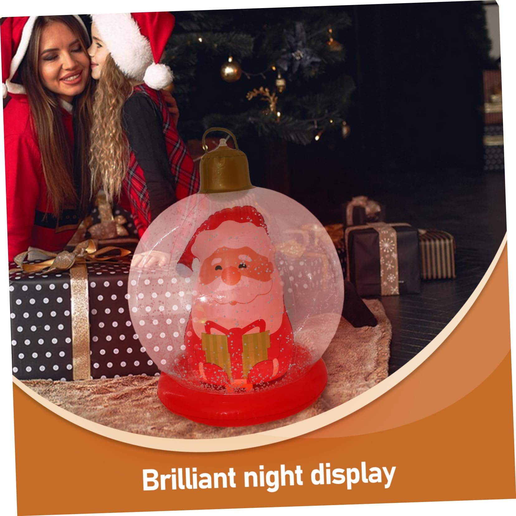 BESPORTBLE Boule de Noël Gonflable Lumineuse pour Extérieur Décorations Festives Boule de Noël Gonflable avec Base Stable