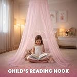 Bed Canopy for Girls with Glowing Stars - Princess Pink Baby Canopy For Bed, Netting Room Decor, Ceiling Tent, Canopy for Crib | Single, Twin, Full, Queen Size Kids Bed Curtains, Fire Retardant Fabric