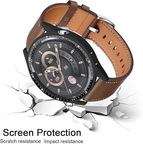 Miniatura 7 de Paquete de 2 Funda con protector de pantalla de vidrio templado compatible con Huawei Watch GT3 de 1.812 pulgadas, dureza 9H de 360, funda