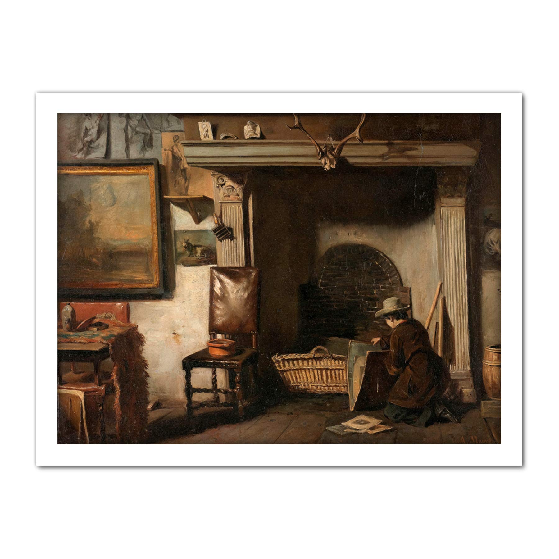Artery8 Mauve Studio Haarlem Painter Pieter Frederik Van Os Artwork Framed Wall Art Print 18X24 Inch