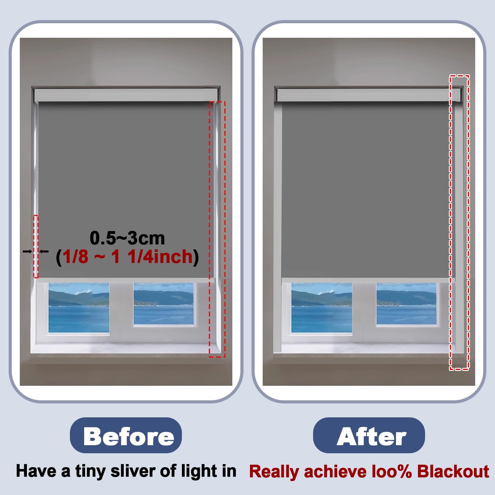Tiras bloqueadoras de luz Rieles Laterales Opacos De Aluminio, Tiras De Bloqueo De Luz Opacas Reutilizables Con Canal En U Para Estudios, Apartamentos, Dormitorios, Persianas Enrollables.(2pcs Gray,62