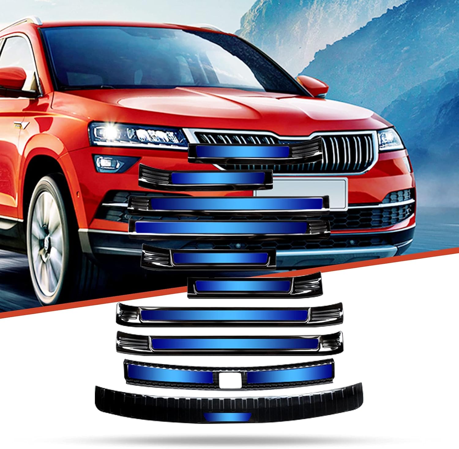 激安通販 車のしきい値 スレッショルドペダル シュコダカロック17 21 と互換性があります スカッフプレートバック ガーニッシュ 内側 外側 サイドステップ プロテクター ドア カバー 10枚セット 8枚セット