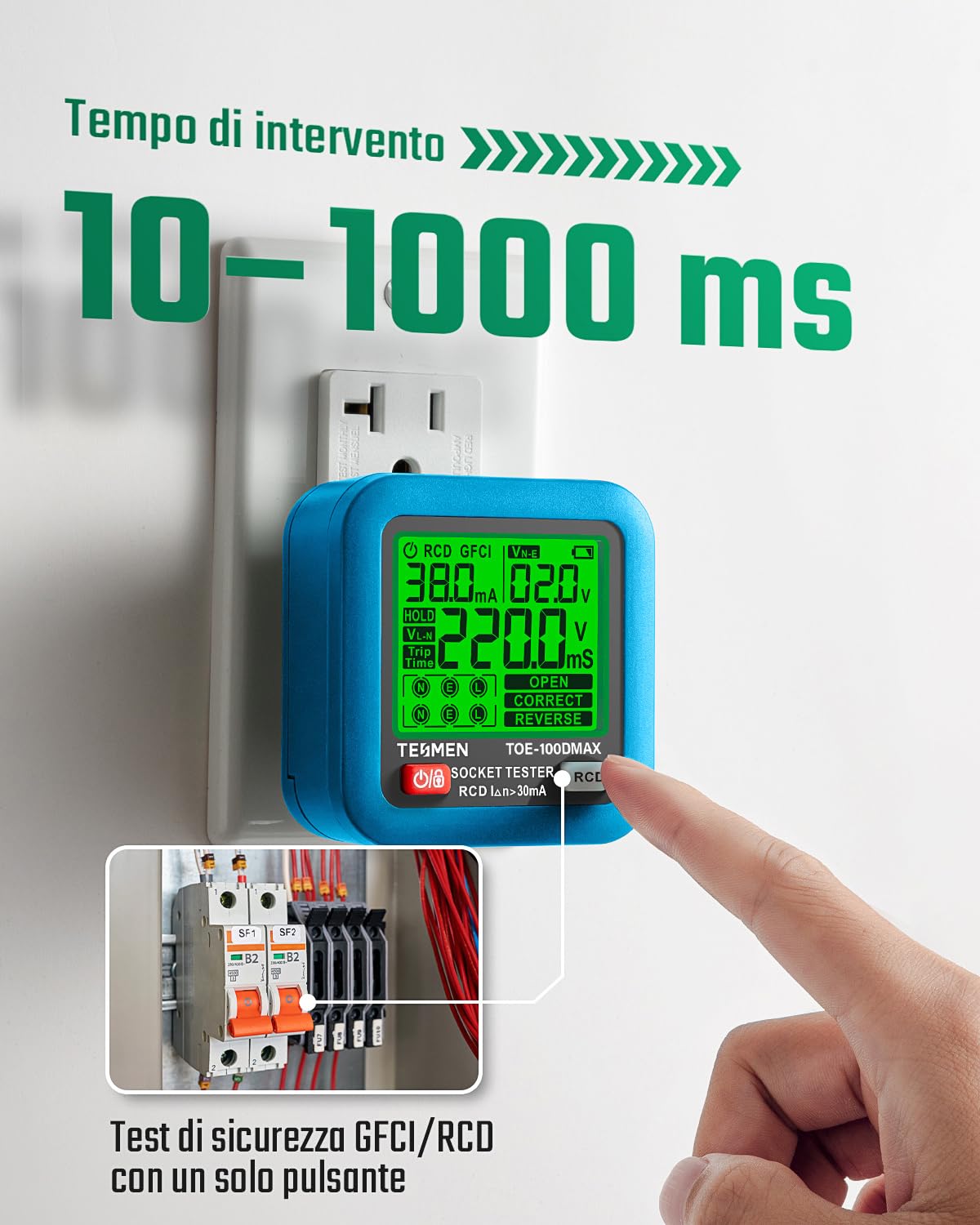 TESMEN TOE-100DMAX RCD Test in action
