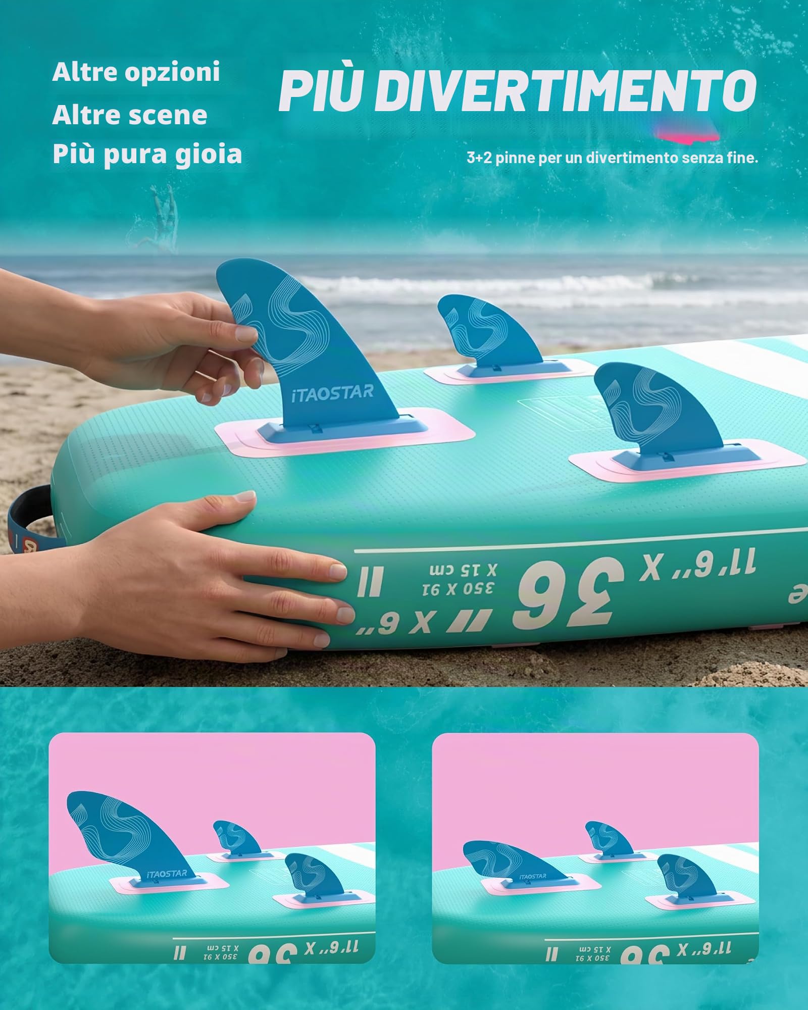 iTAOSTAR Billow - Tavola da paddle extra larga con sedile, accessori per tavola SUP di alta qualità, con 5 pinne, tavola gonfiabile stabile per ragazzi e adulti di tutti