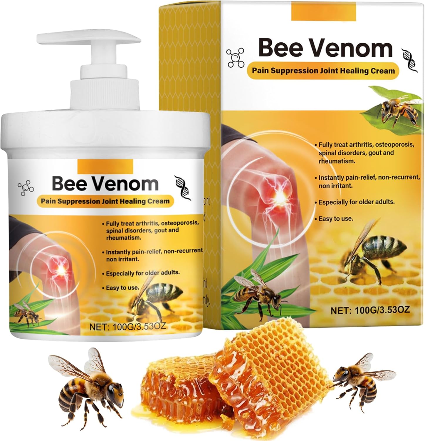 Bijengiftzalf, 100 g, bijengift, gewrichtsreparatiecrème, gewrichts- en botcrème, voor rug, nek, handen, knieën Bijengiftzalf, 100 g, bijengift, gewrichtsreparatiecrème, gewrichts- en botcrème, voor rug, nek, handen, knieën