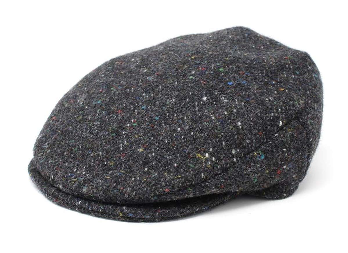 Hanna Hats Men's Donegal Tweed Vintage Cap (Charcoal Fleck, Medium)