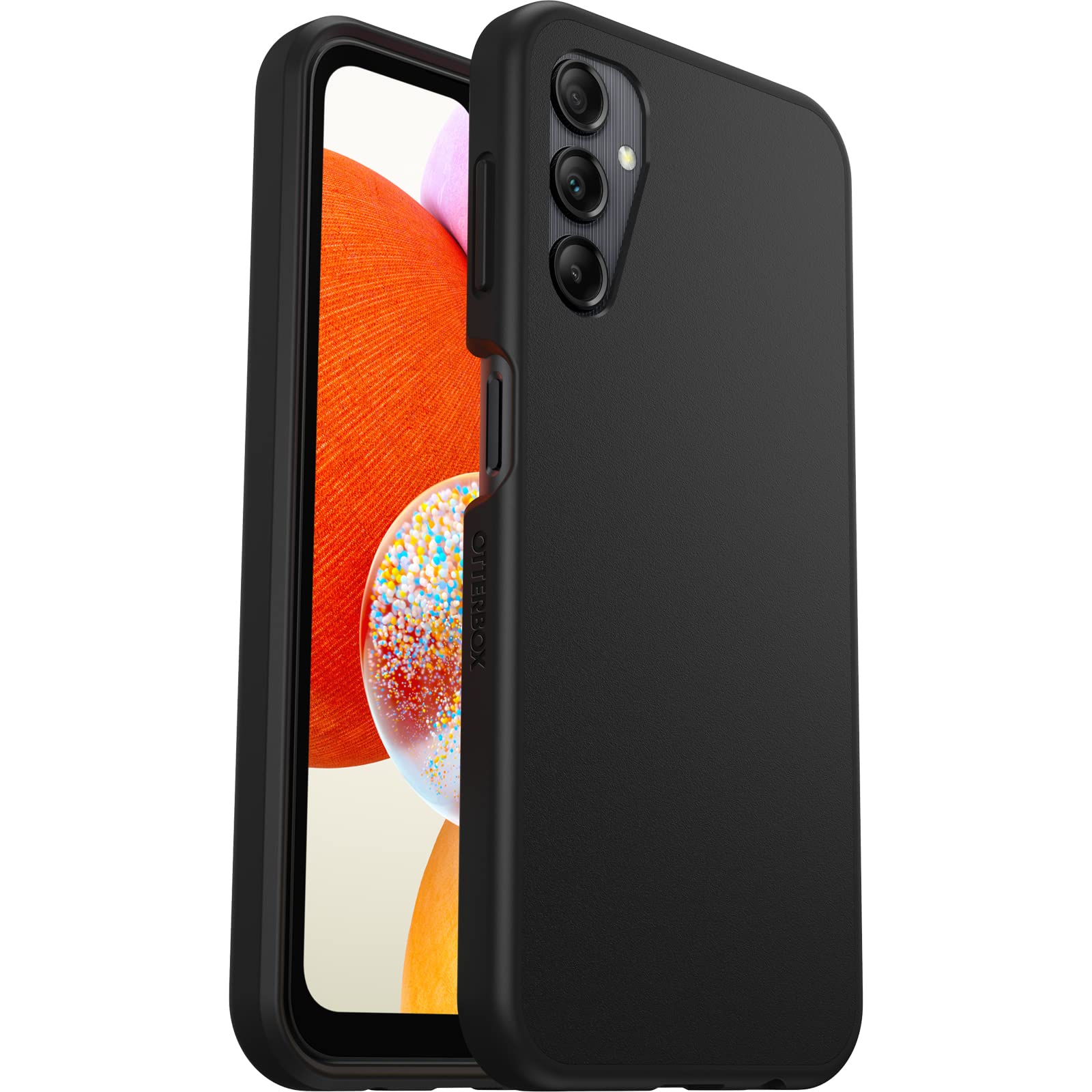 OtterBox React Series Hülle für Samsung Galaxy A14, stoßfest, sturzsicher, ultraschlank, schützende Hülle, Getestet nach Militärstandard, Schwarz