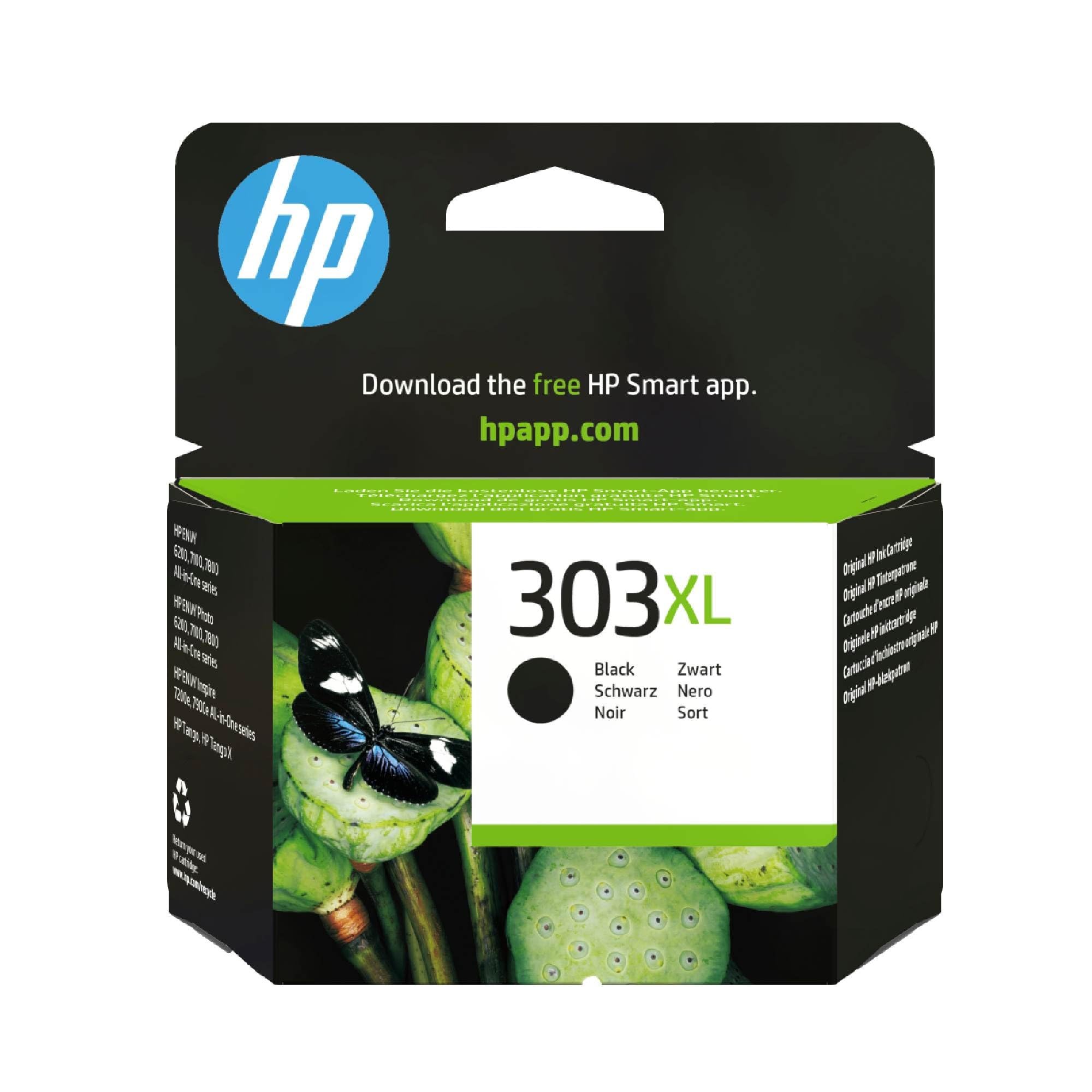 HP 303XL Noir, Cartouche Encre Originale, Grande Capacité | Compatible avec la gamme Envy Photo 6200, 7100, 7800 Envvy 7200, 7200e, Tango, Tango X, 600 pages (T6N04AE)
