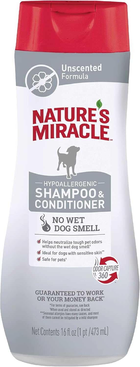 Nature’s Miracle Hypoallergenic Shampoo & Conditioner for Dogs, 16 Oz, Unscented