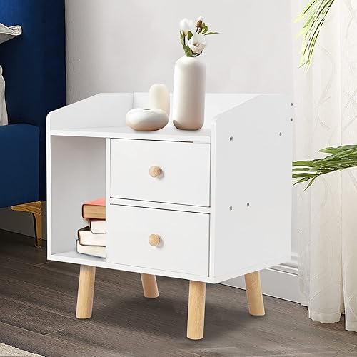 Miniatura 1 de CeRaBuRET Mesita de noche blanca con cajón mesita de noche mesas auxiliares de mesa de cama para lugares pequeños almacenamiento de archivadores con