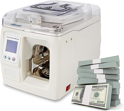 CGOLDENWALL Billetes de banco Máquina de flejado de encuadernación Máquina de paquete de moneda Pantalla LCD Máquina de paquete de monedas de