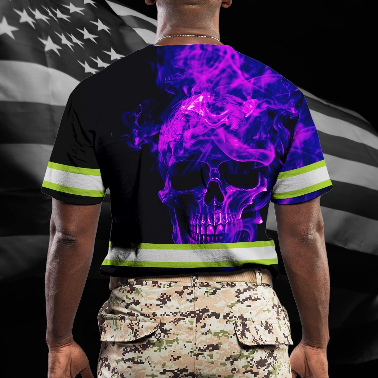Maddly High Visibility US Flag Collection Safety Workwear Custom Name for Workers, Runners, Truckers, Patriotic