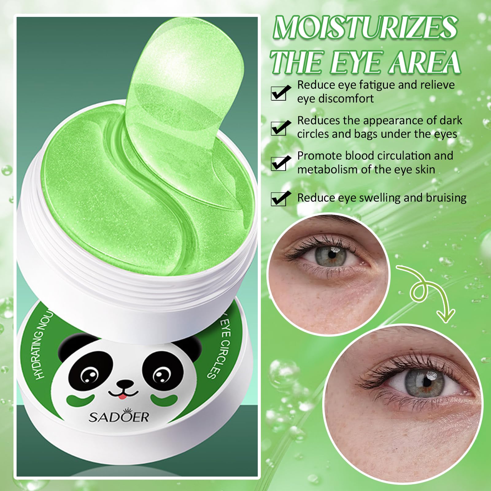 60 Pezzi Patch Contorno Occhi, Collagene Patch Occhi, Cetriolo patch occhi, Eye Patch, Maschera Contorno OcchI, Anti-Rughe e Anti-Occhiaie, Rimuovi Borse e Puffiness