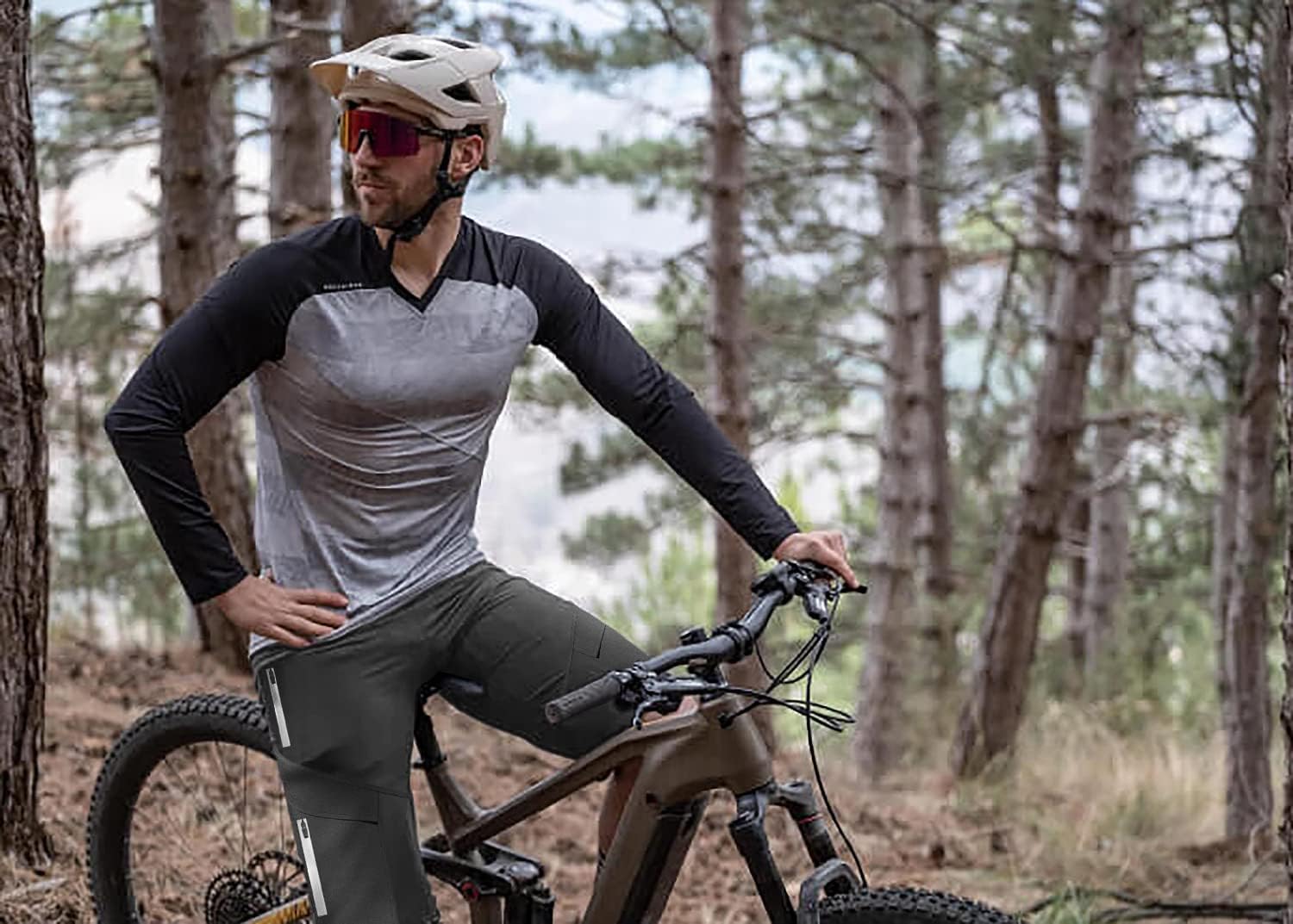 Lo.gas Mountain Bike Shorts for Men,3D Padded Loose-fit Cycling Biking Bicycle Shorts Mens with Underwear Zipper Pockets - Image 8