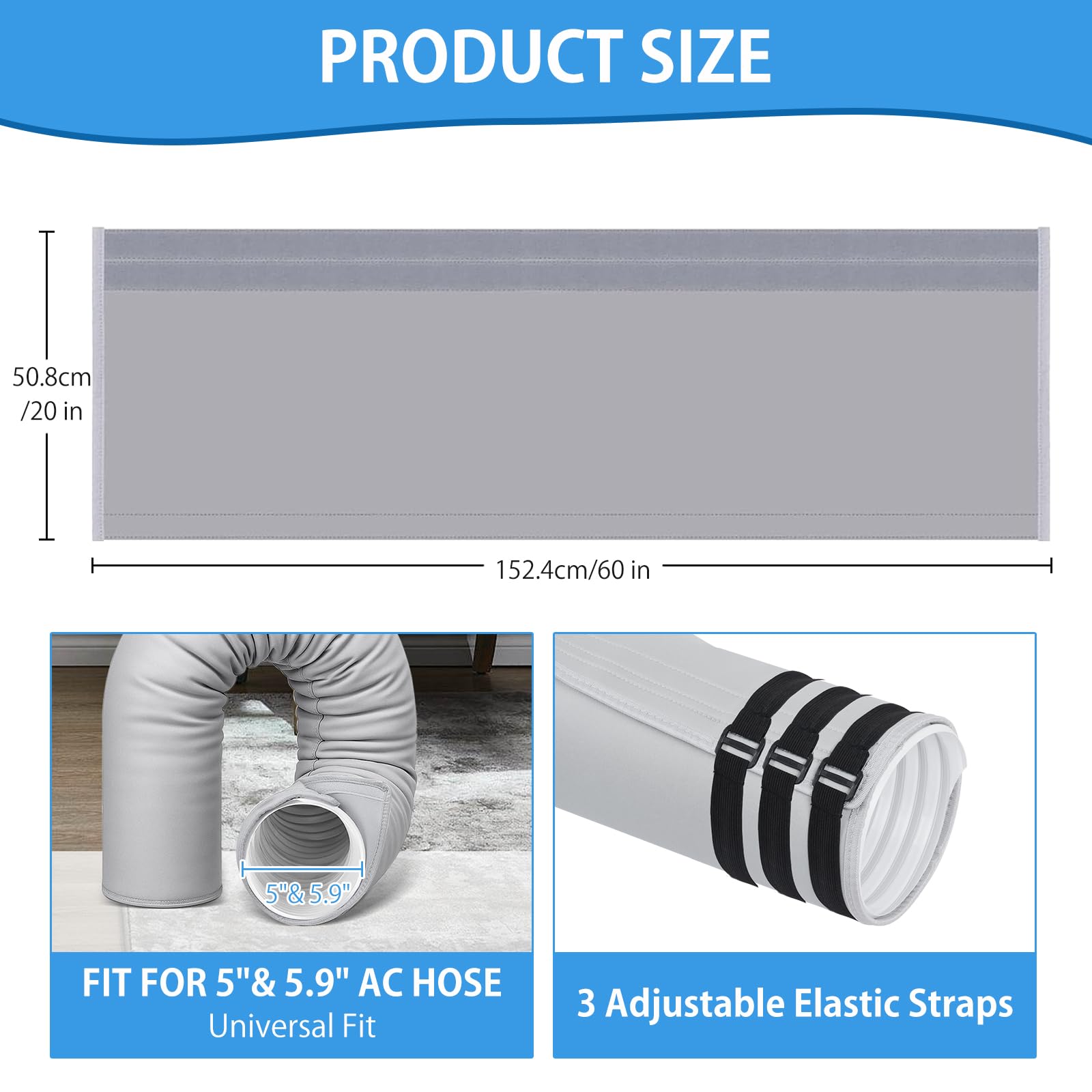 Housse de protection contre la chaleur pour tuyaux de climatisation portable