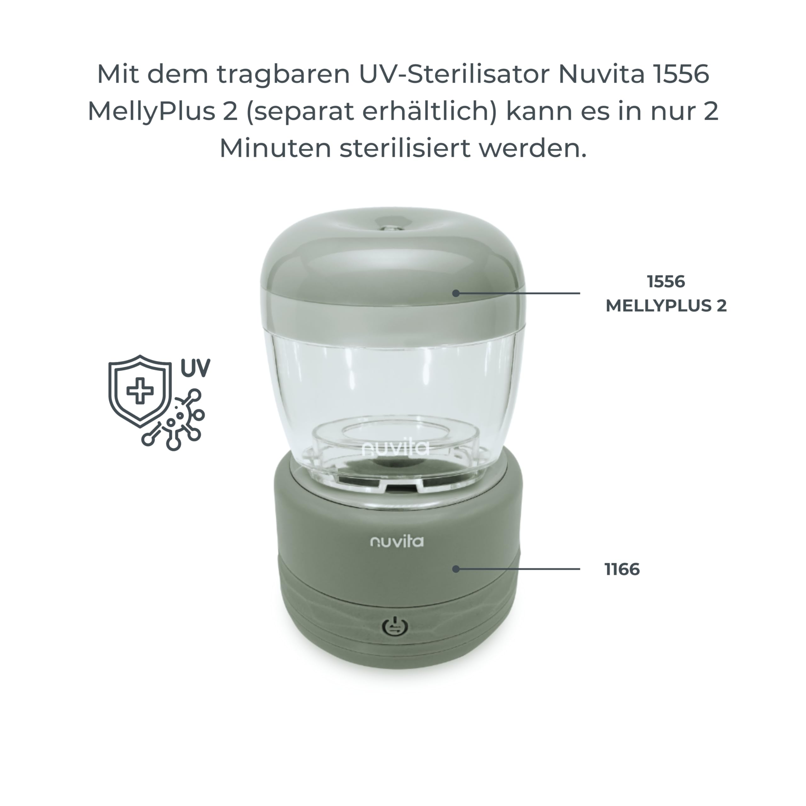 Nuvita 1166 Warm70 Kabelloser Flaschenwärmer 70°C – USB-Aufladbar, Universell Kompatibel mit 6 Adaptern, 5 Temperatureinstellungen bis 70°C, Schnelles Aufheizen in 2,5 Min, Hält bis zu 6 Std. Warm
