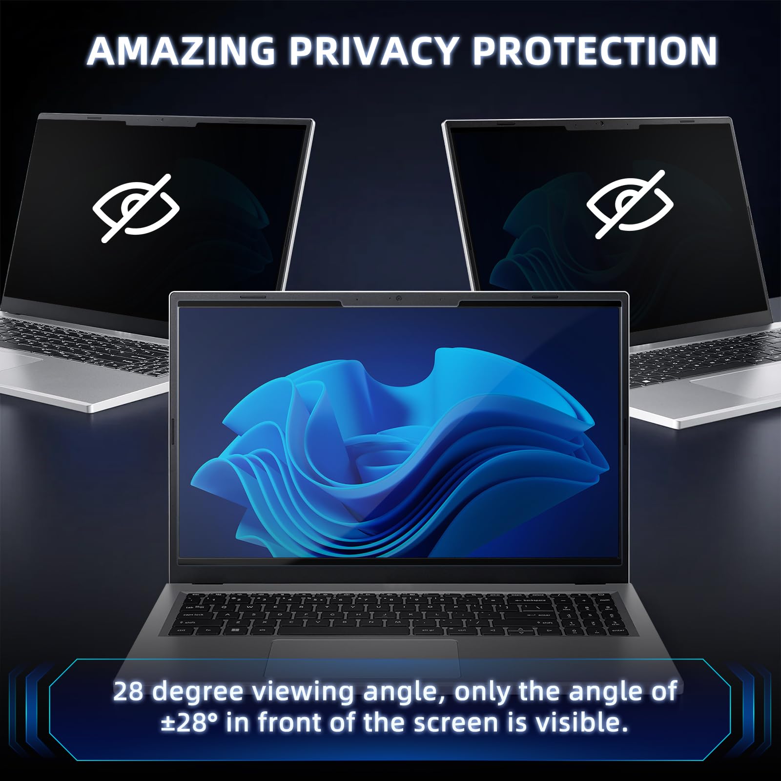 Nano-Adsorption Confidentialité Filtre pour 16" Portable 16:10, Filtre Protecteur d'écran, Amovible Anti-Lumière Bleu Protection Ecran PC Compatible avec Les écrans tactiles