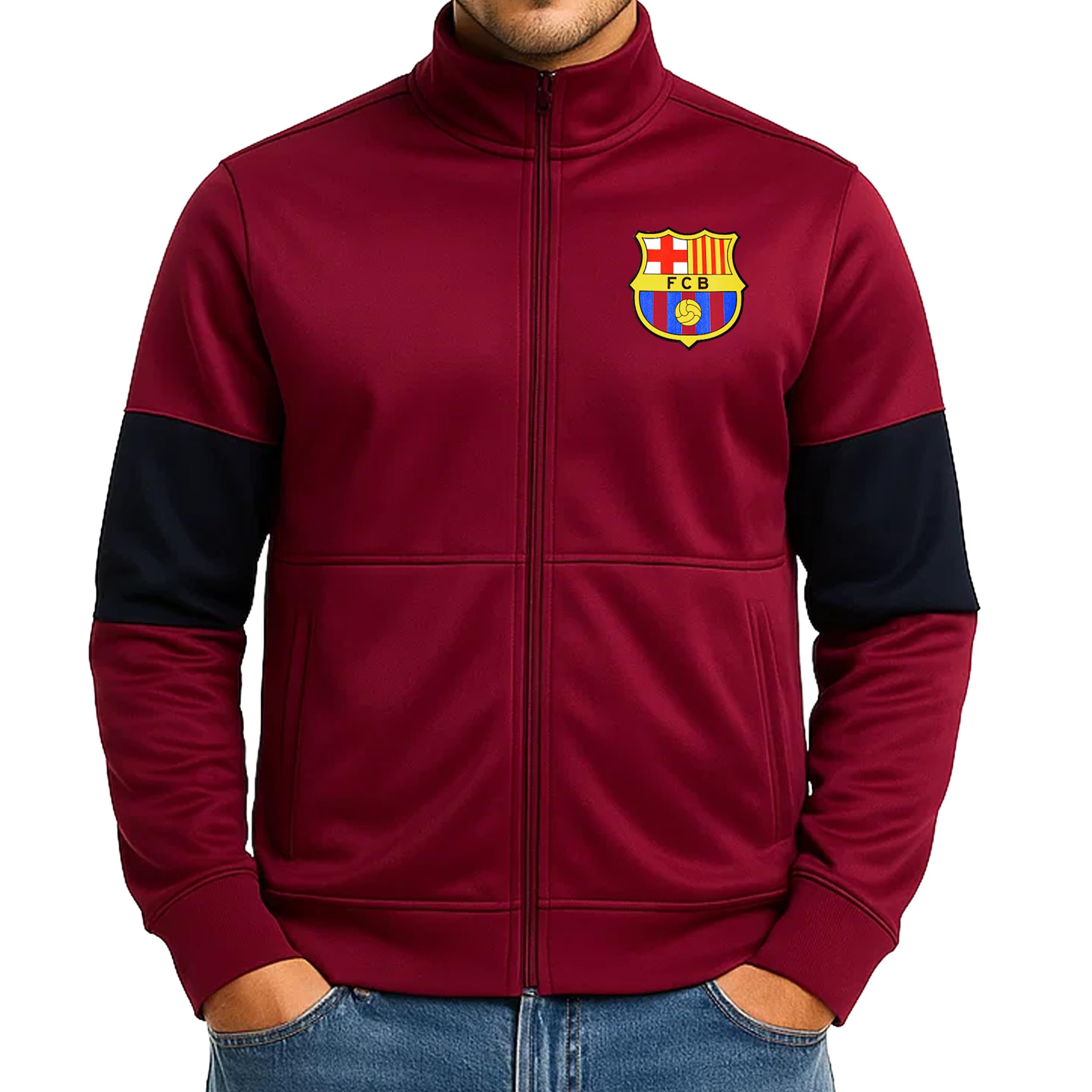 Icon Sports FC Barcelona Officially Licensed Adult Men's Track Jacket